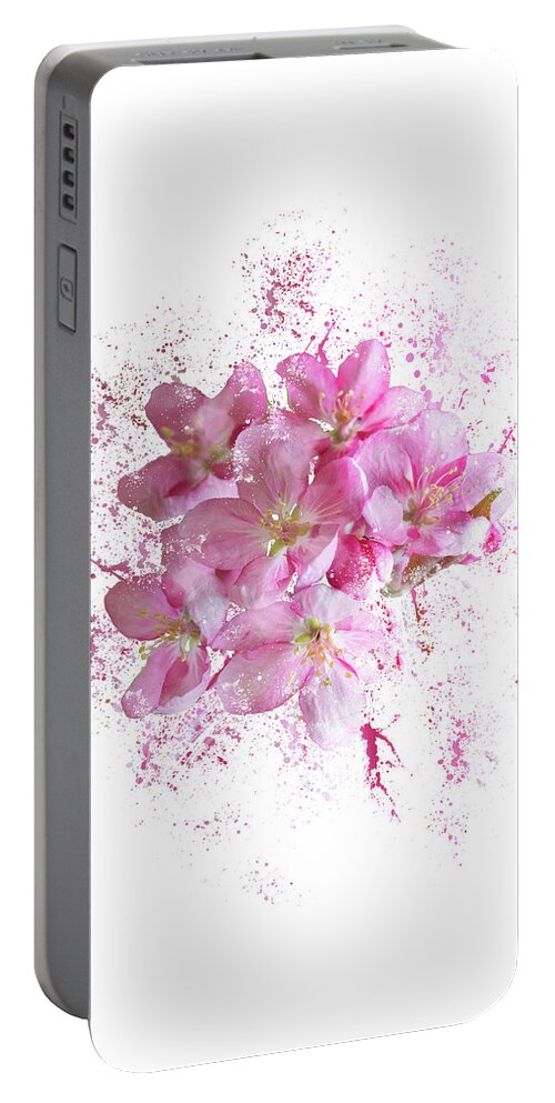 Easter Portable Battery Charger featuring the mixed media Pink Blossoms by Moira Law