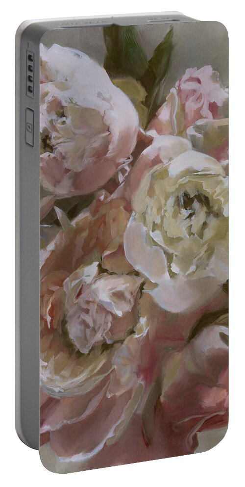 Pink Peonies Portable Battery Charger featuring the painting Pink Bouquet by Roxanne Dyer