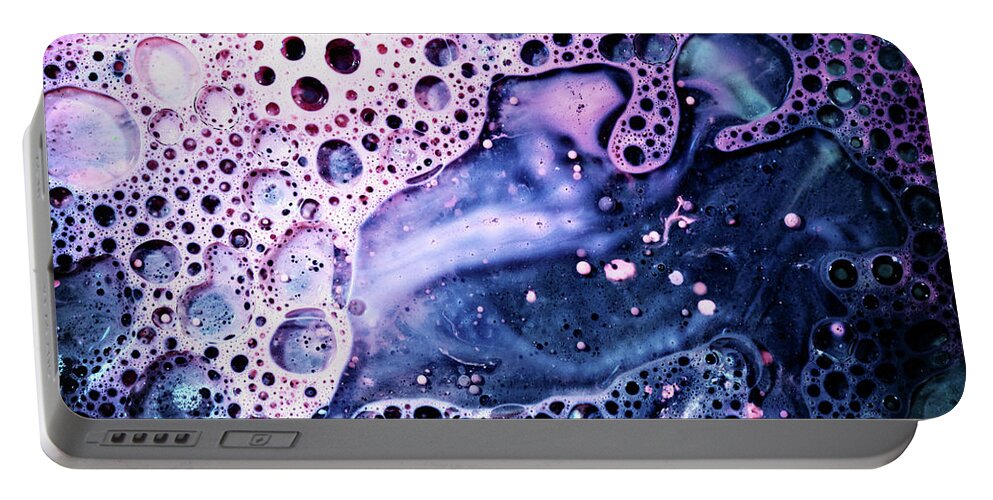 Pinkn Portable Battery Charger featuring the photograph Pink Bubble Foam Abstract in Macro by John Williams