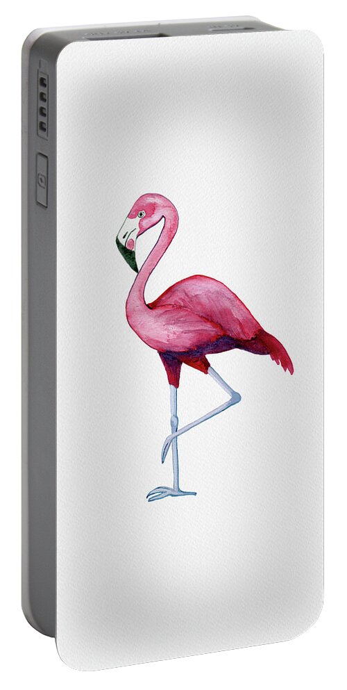 Flamingo Portable Battery Charger featuring the painting Pink Flamingo by Michele Fritz
