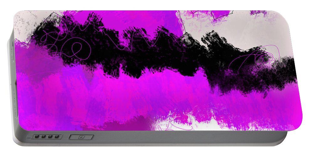 Abstract Portable Battery Charger featuring the painting Pink FLow by Amber Lasche