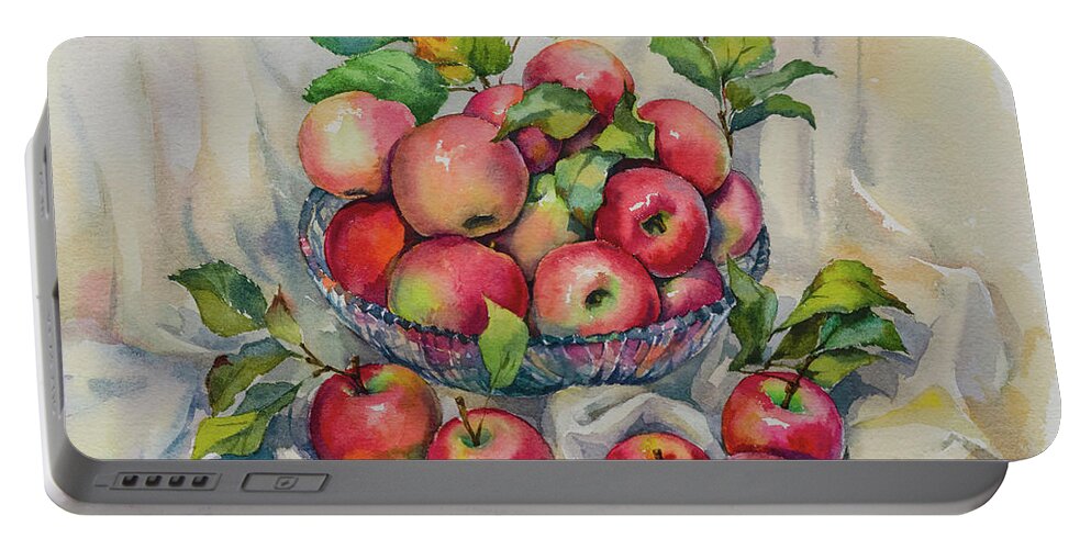 Pink Ladies Apples Portable Battery Charger featuring the digital art Pink Ladies Still Life by Maria Rabinky
