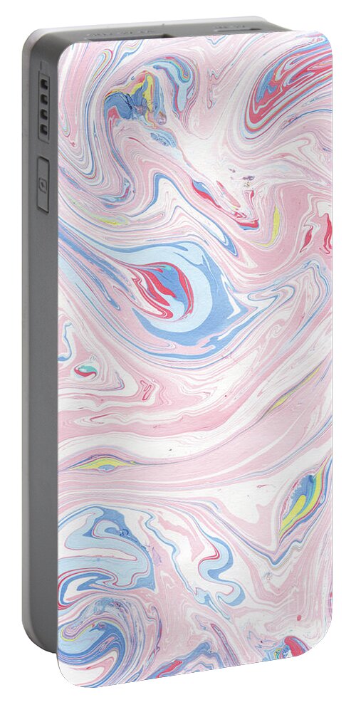 Marble Portable Battery Charger featuring the painting Pink Marble Pastel Blush Painting by Modern Art