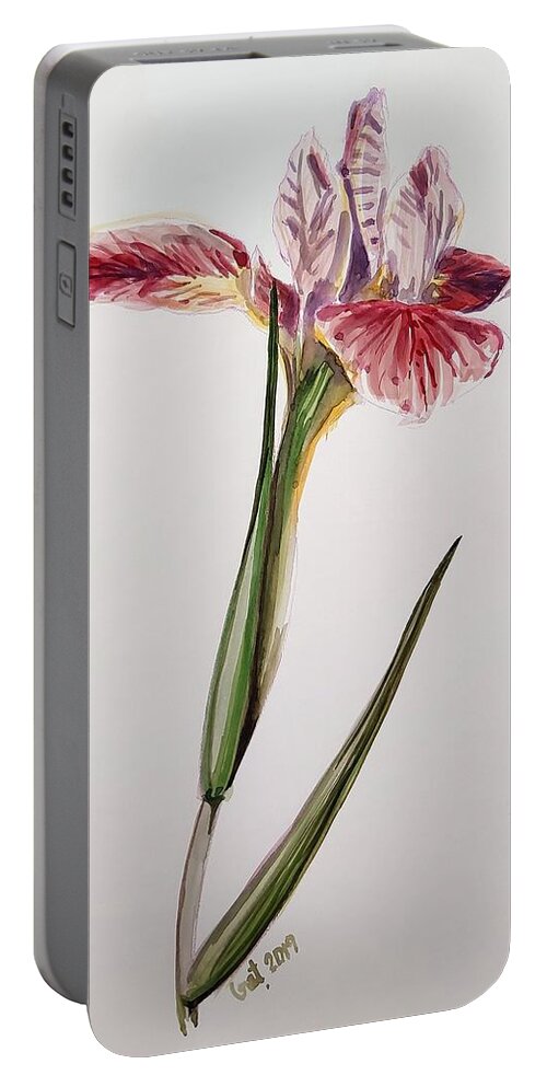 Flower Portable Battery Charger featuring the painting Pink Orchid by George Cret