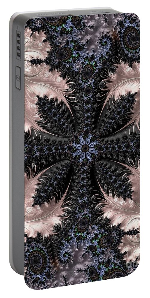 Fractal Portable Battery Charger featuring the digital art Pink Petals by Amanda Moore
