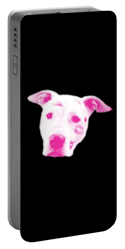 Funny Portable Battery Charger featuring the digital art Pink Pitbull Head by Flippin Sweet Gear