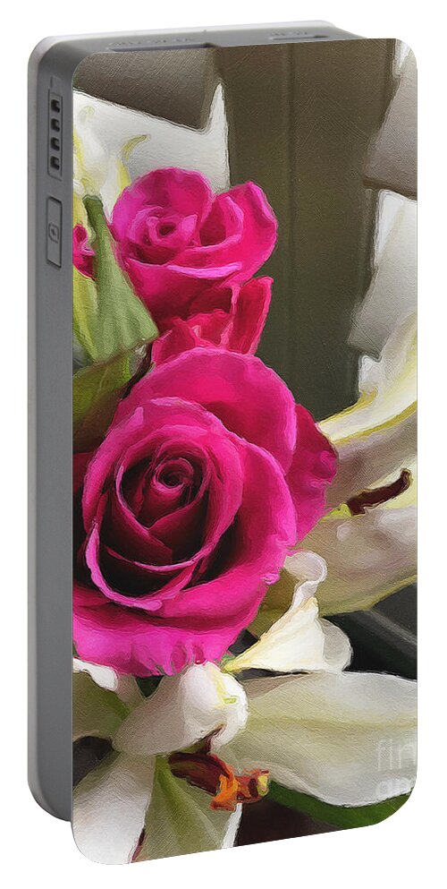 Roses Portable Battery Charger featuring the photograph Pink Roses by Brian Watt
