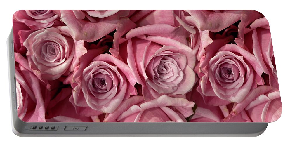 Pink Roses Portable Battery Charger featuring the photograph Pink Roses by Karen Zuk Rosenblatt