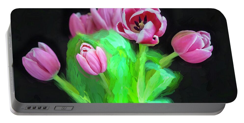 Tulips Portable Battery Charger featuring the photograph Pink Tulips Pink Impression X1043 by Rich Franco