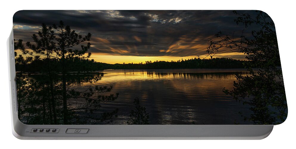 Canada Portable Battery Charger featuring the photograph Pipestone Lake Golden Hour 1 by Ron Long Ltd Photography