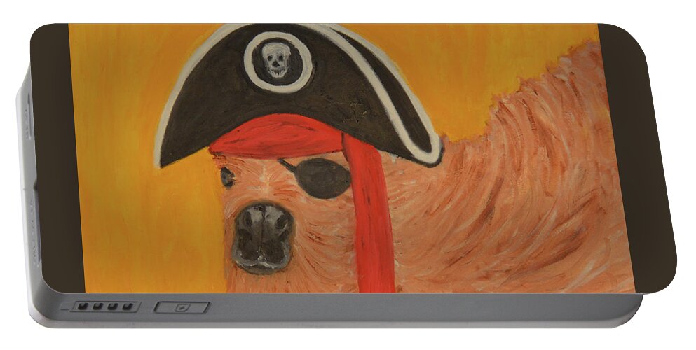 Camel. Pirates Portable Battery Charger featuring the painting Pirates of the Gobi Desert by Anita Hummel