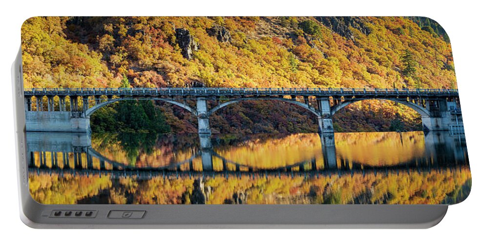 Bridge Portable Battery Charger featuring the photograph Pit 3 Autumn Panorama by Mike Lee