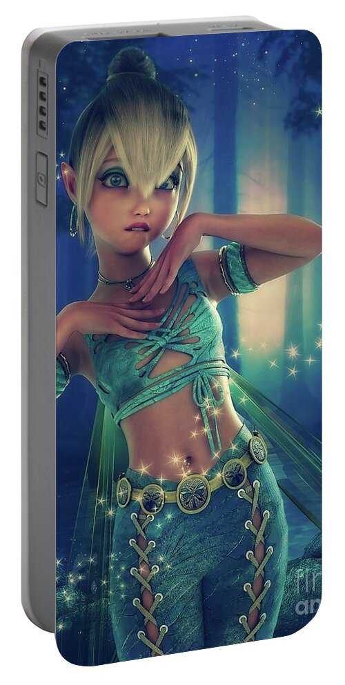 Pixie Portable Battery Charger featuring the digital art Pixie by Sandra Bauser