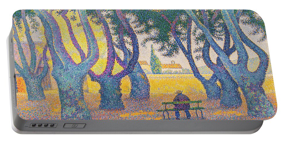 Painting Portable Battery Charger featuring the painting Place des Lices in St. Tropez by Paul Signac by Mango Art