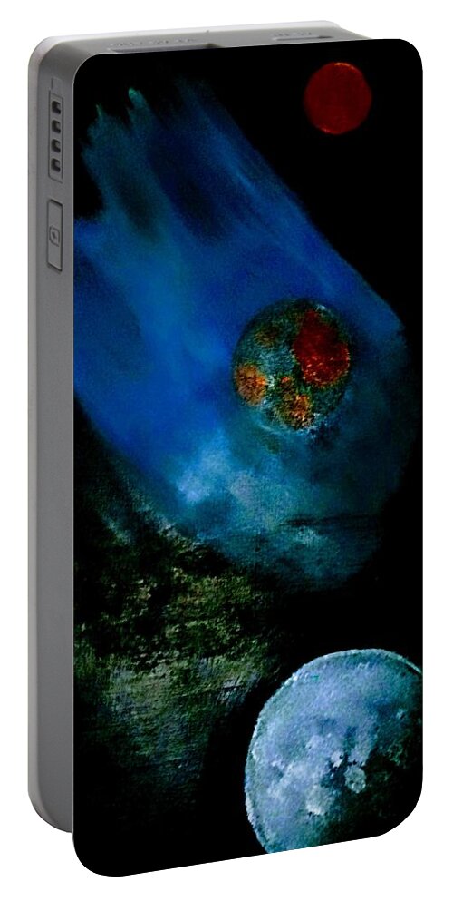 Planets Portable Battery Charger featuring the painting Planets Aligned by Anna Adams