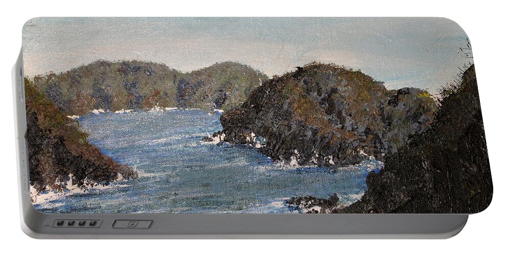 Mexico Portable Battery Charger featuring the painting Playa Blanca Mexico by Ian MacDonald