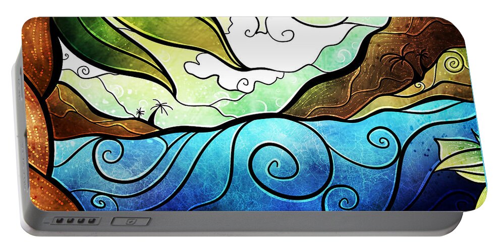 Cuba Portable Battery Charger featuring the digital art Playa Paraiso by Mandie Manzano