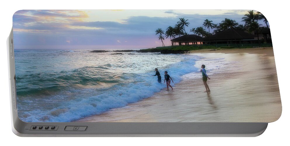 Poipu Beach Portable Battery Charger featuring the photograph Playing on Poipu Beach by Robert Carter