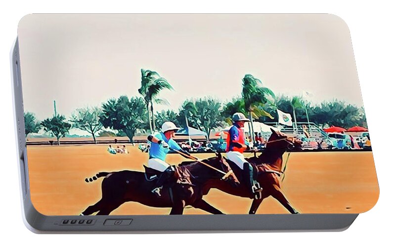 Polo Portable Battery Charger featuring the photograph Playing Polo by Karen Francis