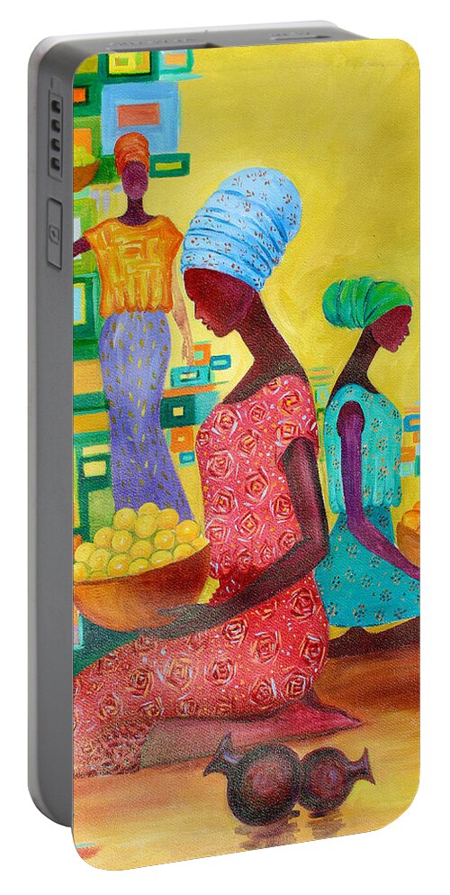 Africa Portable Battery Charger featuring the painting Please Receive by Mahlet