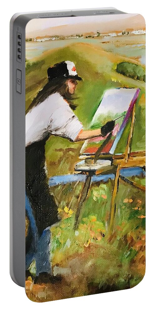 Plein Air Portable Battery Charger featuring the painting Plein Air by Lana Sylber