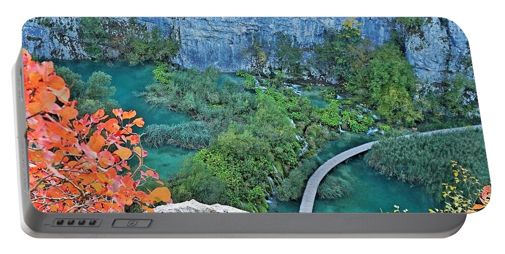 Plitvice Lakes Portable Battery Charger featuring the photograph Plitvice Lakes View From Above by Yvonne Jasinski