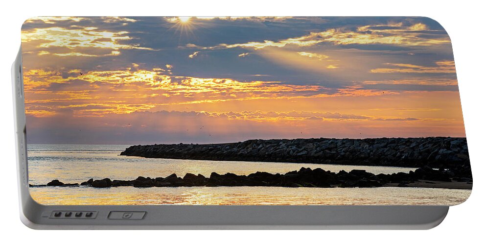 Newburyport Portable Battery Charger featuring the photograph Plum Island Golden Sunrise Newburyport Massachusetts Plum Island Beach by Toby McGuire