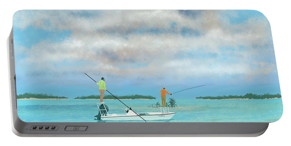Bahamas Portable Battery Charger featuring the digital art Pocket Island Paradise by Kevin Putman