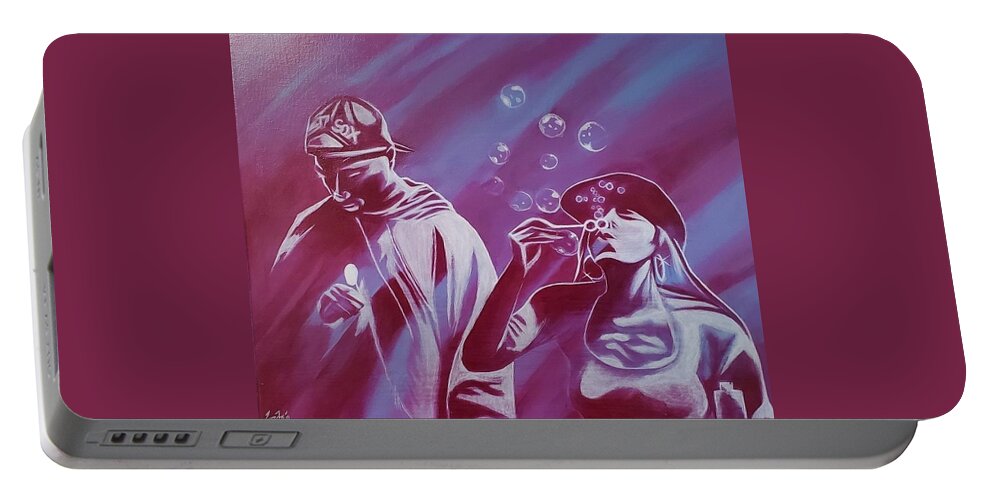 Hiphop Portable Battery Charger featuring the painting Poetic Justice by Ladre Daniels