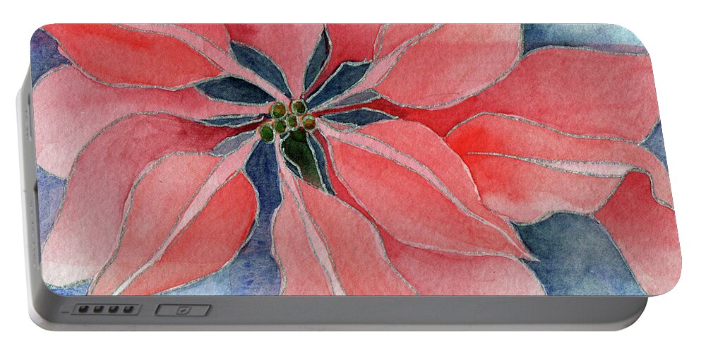 Watercolor Portable Battery Charger featuring the painting Poinsettia by Catherine Bede