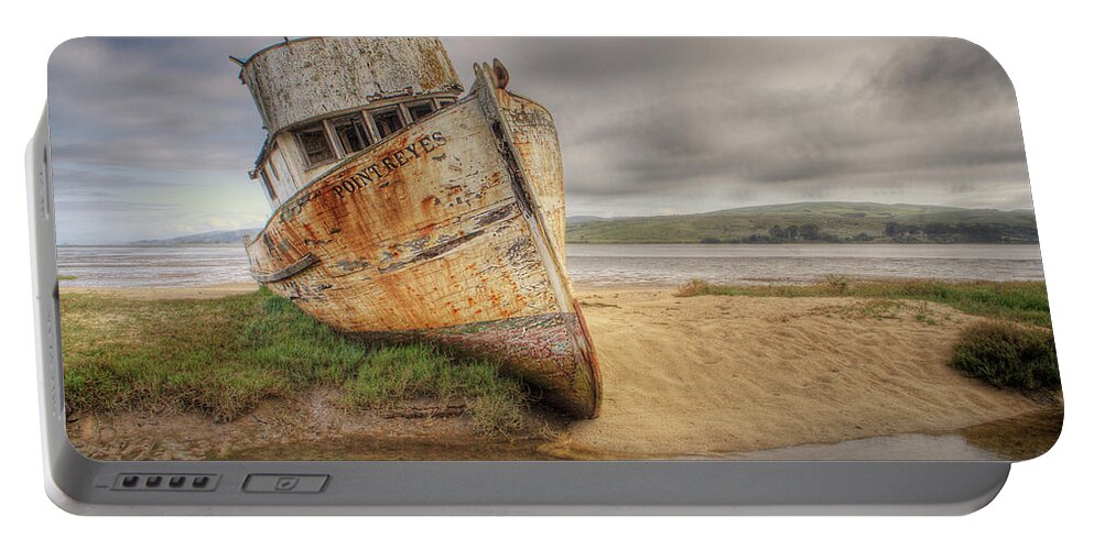 Shipwreck Portable Battery Charger featuring the photograph Point Reyes Boat by Rick Strobaugh