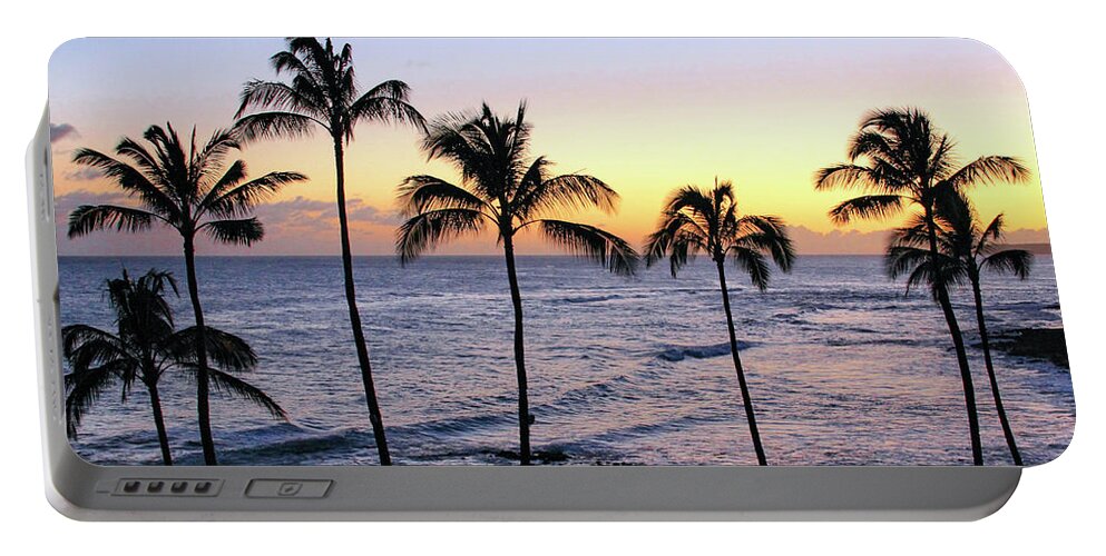 Hawaii Portable Battery Charger featuring the photograph Poipu Palms at Sunset by Robert Carter