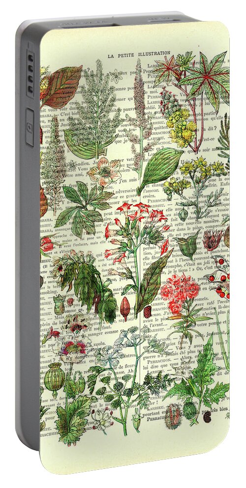 Poison Portable Battery Charger featuring the digital art Poisonous plants and flowers chart by Madame Memento