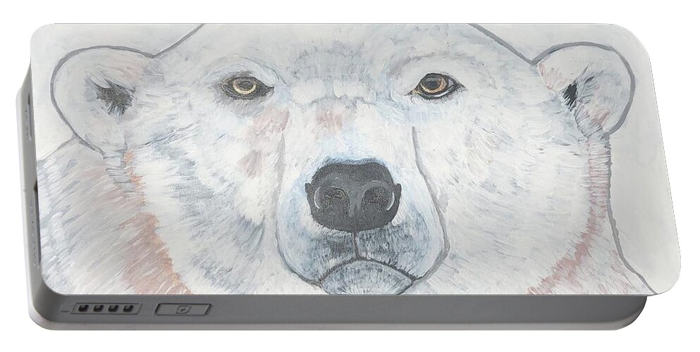  Portable Battery Charger featuring the painting Polar Bear by Jam Art