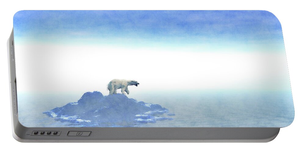 Polar Bear Portable Battery Charger featuring the digital art Polar Bear On Iceberg by Phil Perkins
