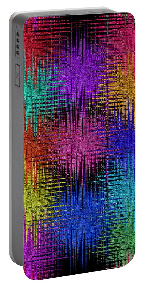 Abstract Portable Battery Charger featuring the digital art Pom Poms Fireworks - Abstract by Ronald Mills