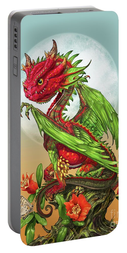 Pomegranate Portable Battery Charger featuring the digital art Pomegranate Dragon by Stanley Morrison
