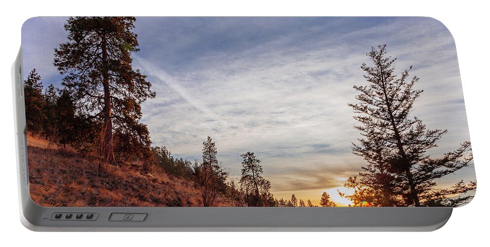 Tree Portable Battery Charger featuring the photograph Ponderosa Pines at Sunset by Laura Tucker
