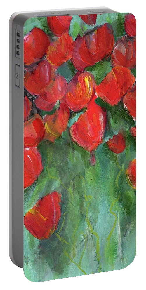 Poppies Portable Battery Charger featuring the painting Poppies in Bloom by Diane Maley
