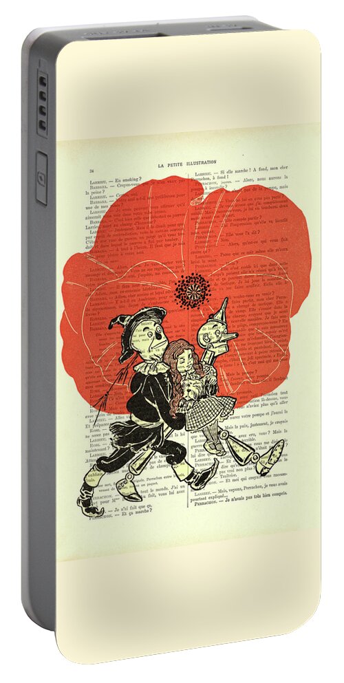 Oz Portable Battery Charger featuring the mixed media Poppy Field by Madame Memento