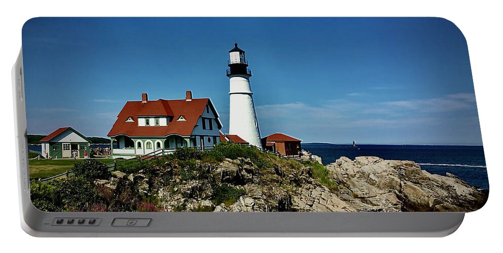Portland Maine Lighthouse Portable Battery Charger featuring the photograph Portland Light by Meta Gatschenberger