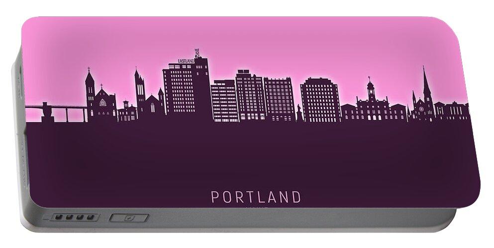 Portland Portable Battery Charger featuring the digital art Portland Maine Skyline #76 by Michael Tompsett