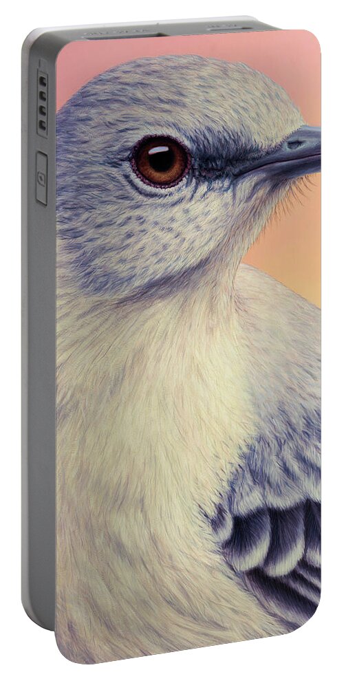 Mockingbird Portable Battery Charger featuring the painting Portrait of a Mockingbird by James W Johnson