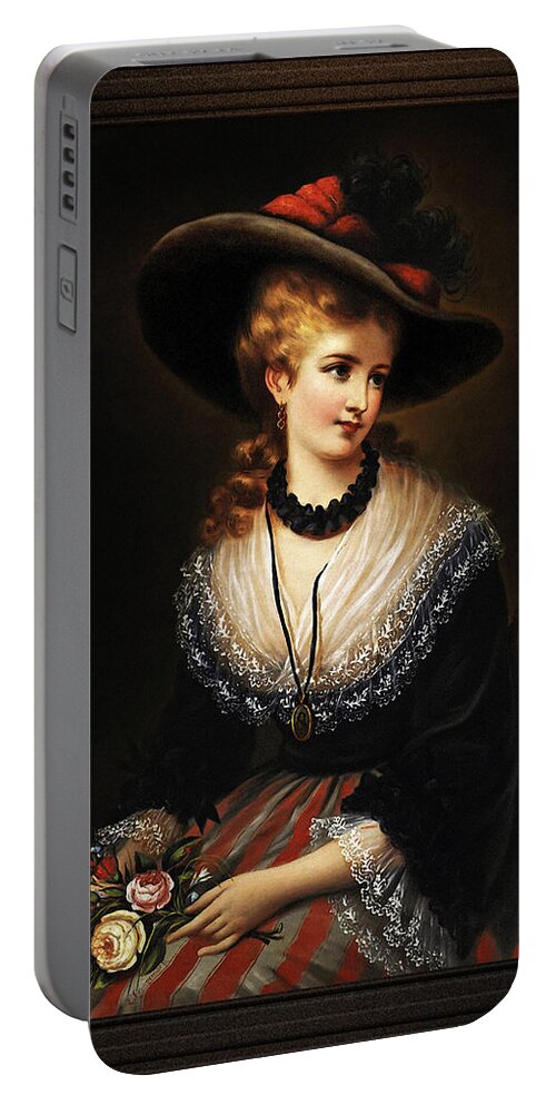 Portrait Of A Noble Woman Portable Battery Charger featuring the painting Portrait Of A Noble Woman by Alois Eckhardt by Rolando Burbon