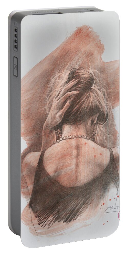 Portrait Portable Battery Charger featuring the drawing Portrait of girl #21111 by Hongtao Huang