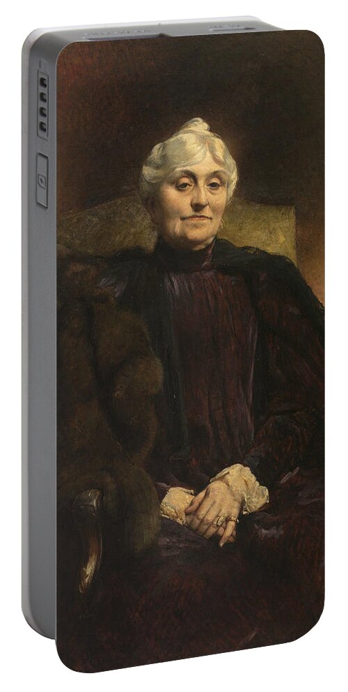 19th Century Painters Portable Battery Charger featuring the painting Portrait of Madame Dubernet by Leon Bonnat