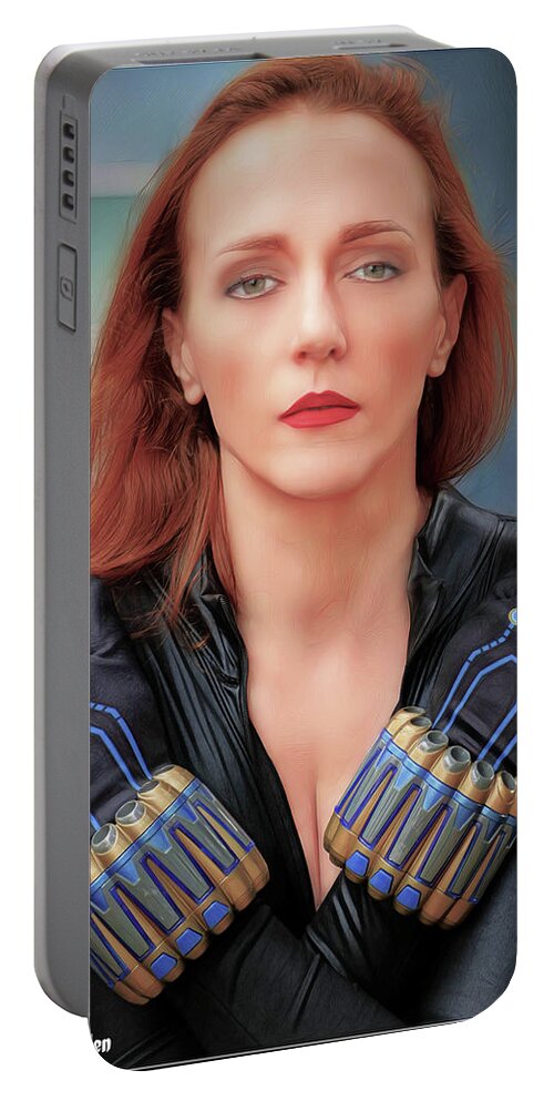 Black Widow Portable Battery Charger featuring the photograph Portrait of the Black Widow by Jon Volden