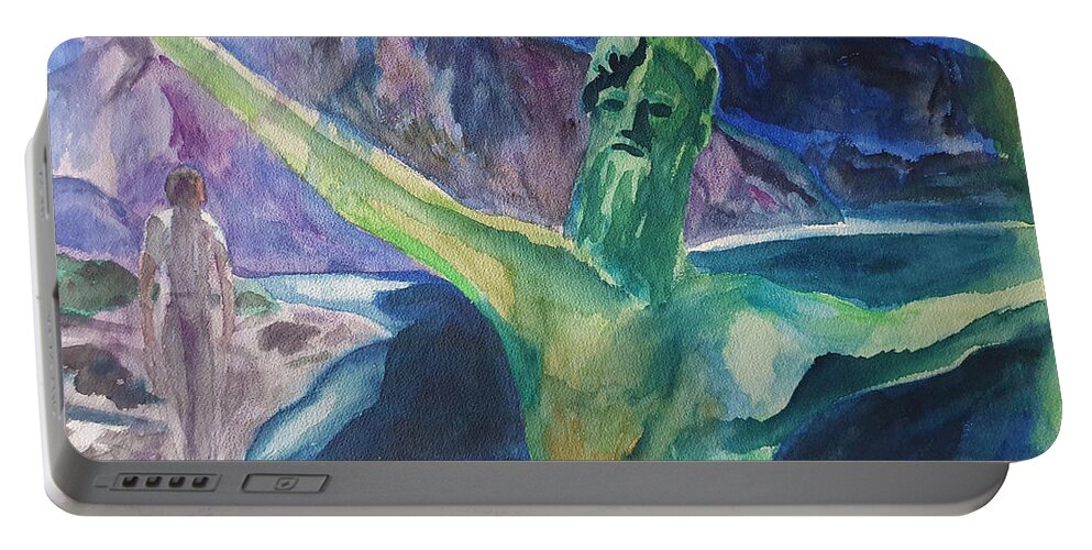 Masterpiece Paintings Portable Battery Charger featuring the painting Poseidon by Enrico Garff