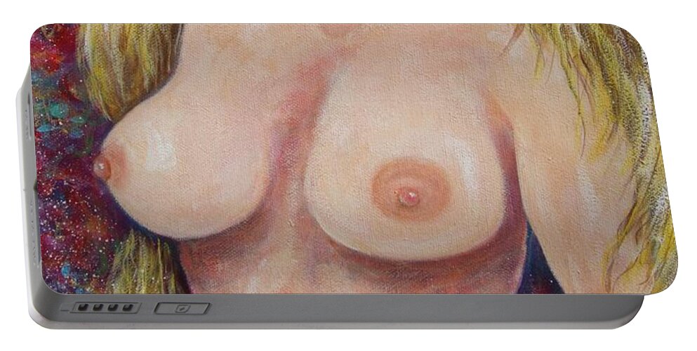 Nude Portable Battery Charger featuring the painting Posing Nude by Natalie Holland