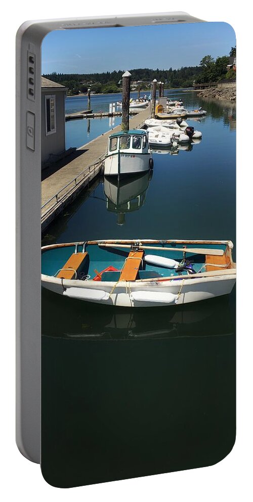 Boat Portable Battery Charger featuring the photograph Poulsbo Dinghy by Jerry Abbott
